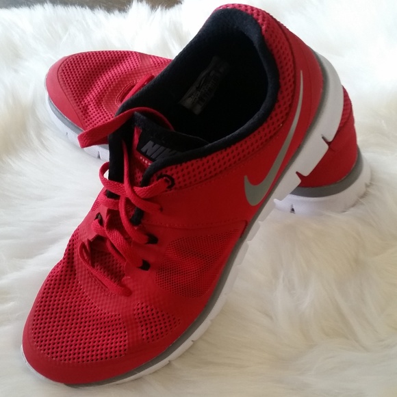Nike Shoes - NIKE Flex 2014 Run Red and Silver Sneakers